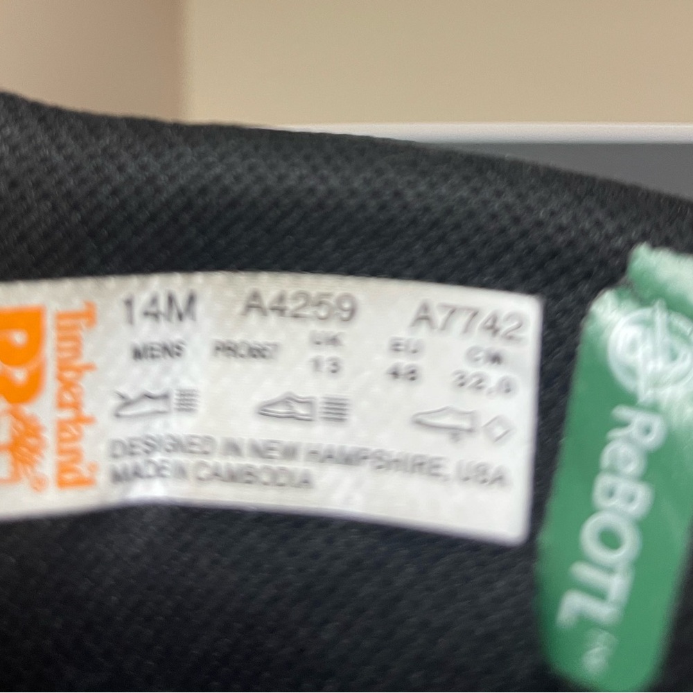 TimberlandPRO Black Safety Sneakers Green Tongue Tag Composite Toe ASTM-F2413-18 - Picture 4 of 12